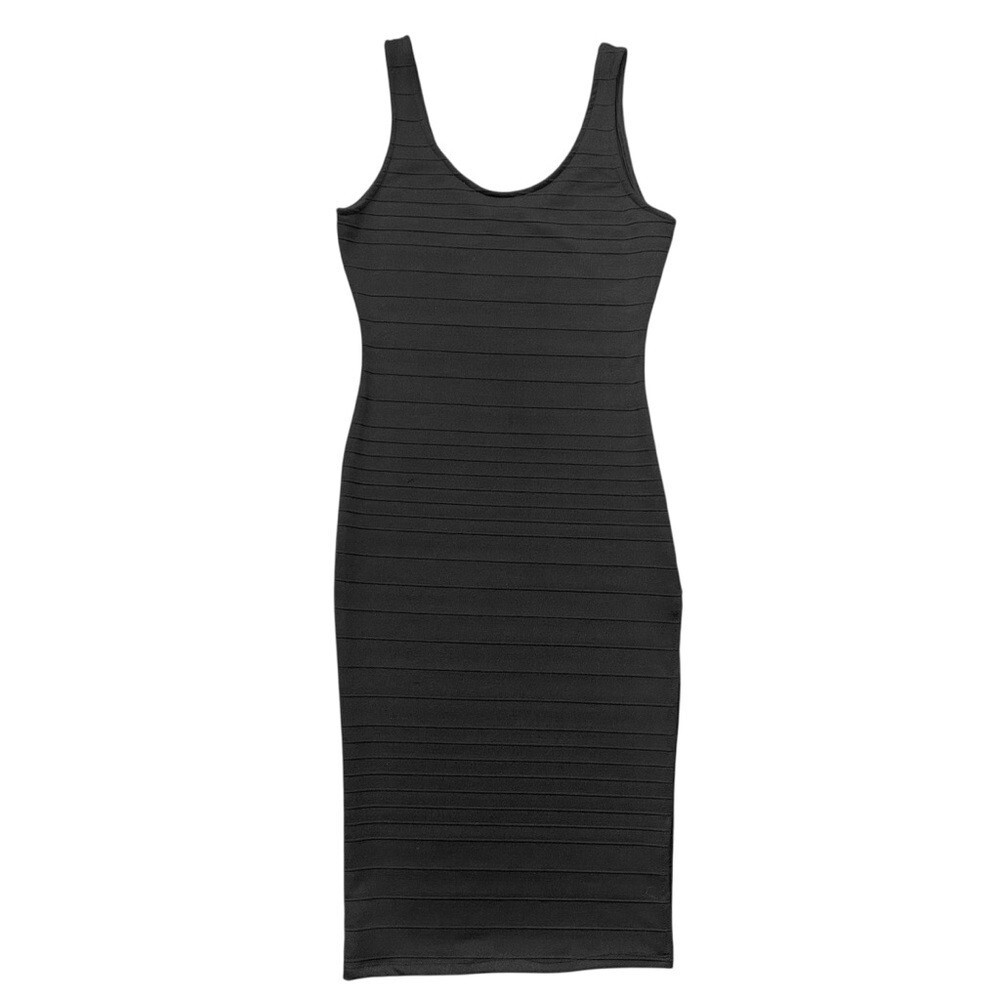 Vintage Y2K Seductions Black Bodycon Bandage Dress Little Black Dress Side Slit